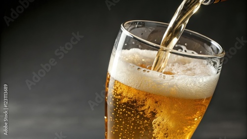 Wallpaper Mural Rich frothy beer is being poured into a glass with a gentle wave curve shape in the background, foamy beer, glassware, beverage, pouring beer Torontodigital.ca