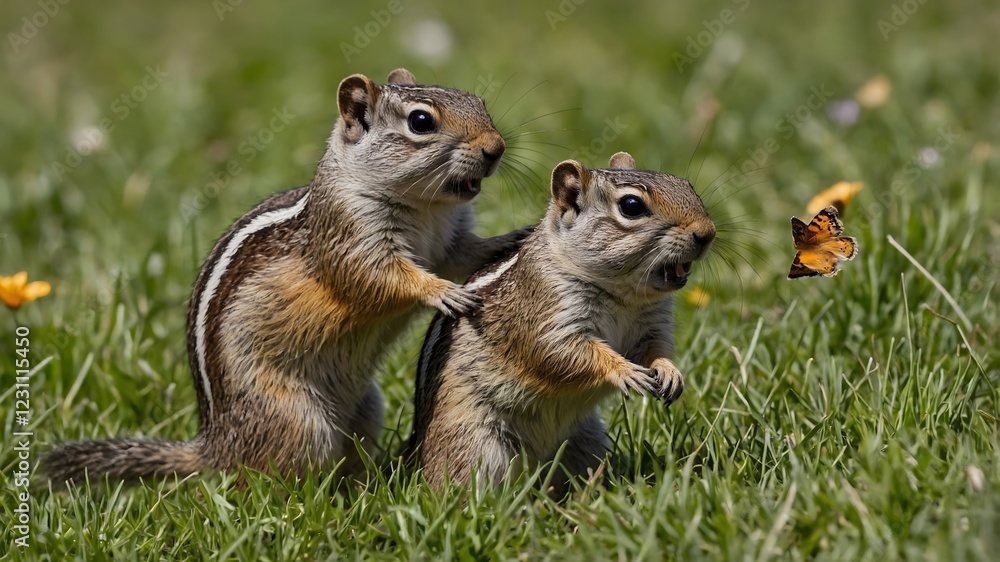 Bouncing Joy: Ground Squirrels in a Meadow of Dancing Butterflies Bouncing Joy: Ground Squirrels in a Meadow of Dancing Butterflies