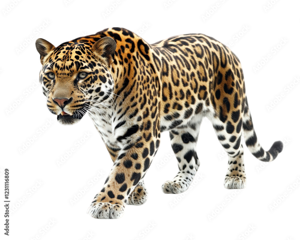 realistic illustration of leopard walking gracefully, showcasing its distinctive spotted fur and powerful physique. image captures beauty and strength of this magnificent big cat realistic illustration of leopard walking gracefully, showcasing its distinctive spotted fur and powerful physique. image captures beauty and strength of this magnificent big cat