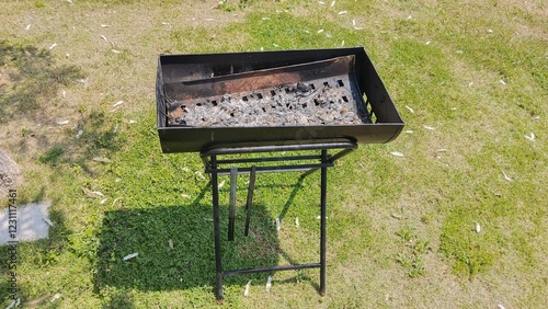 Grill stove on the lawn