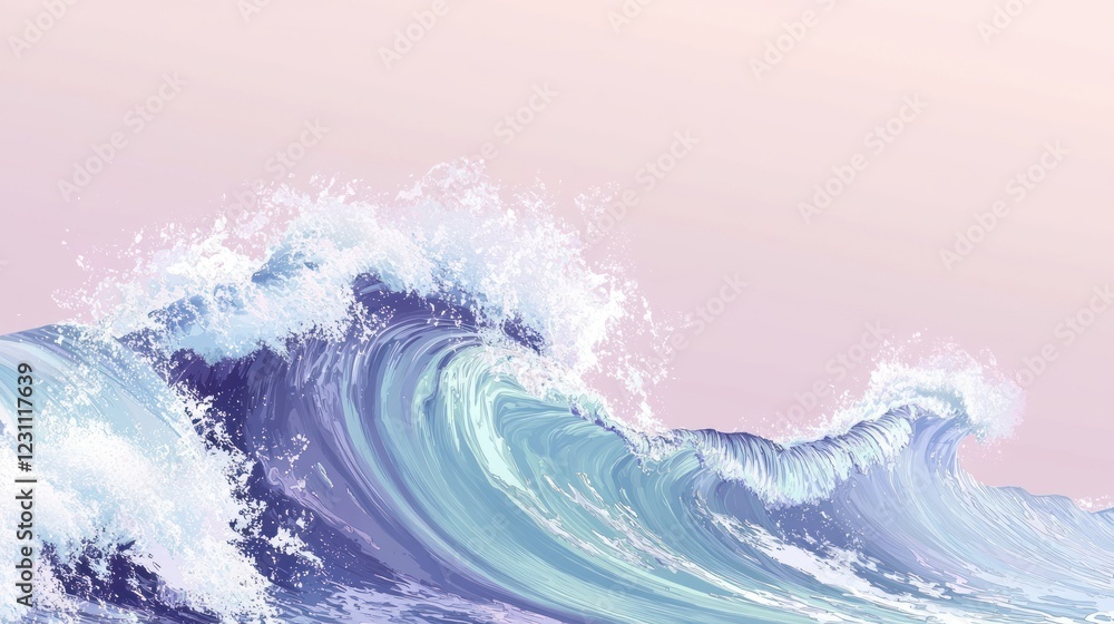 Serene Ocean Waves: Pastel Hues and Gentle Breakers Serene Ocean Waves: Pastel Hues and Gentle Breakers