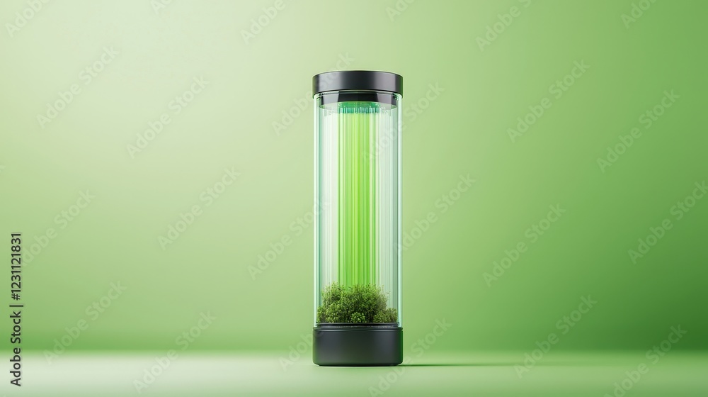 A tall glass container with green plants inside A tall glass container with green plants inside