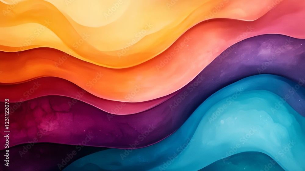 A colorful painting with a blue stripe A colorful painting with a blue stripe