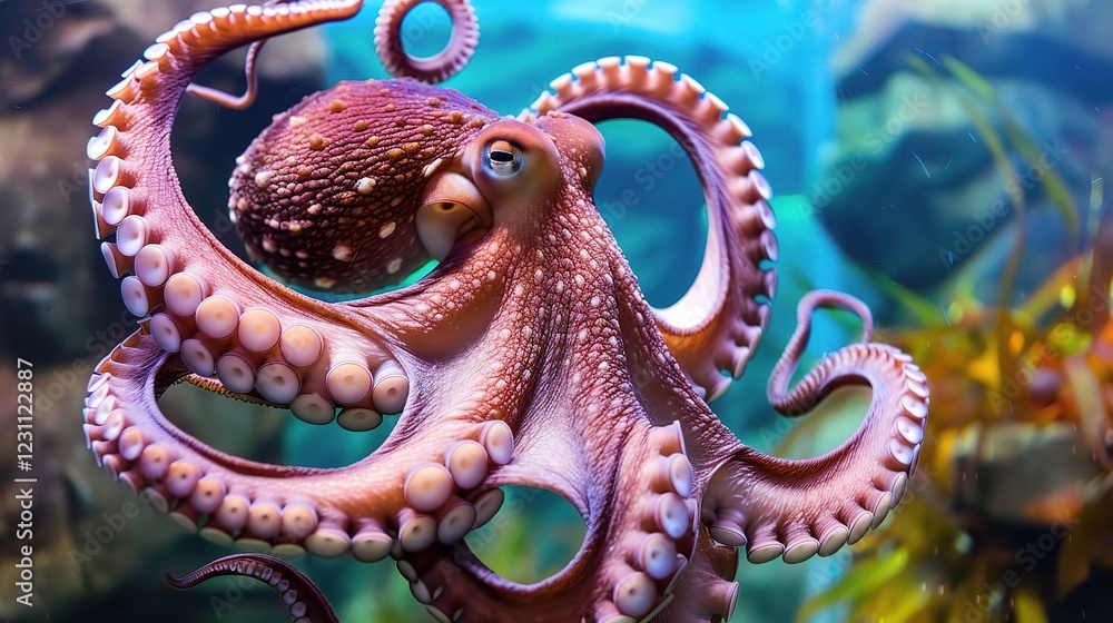 A Mesmerizing Glimpse of an Octopus in Its Element. This highly intelligent and adaptable marine creature, with its eight flexible tentacles and unique ability to change color A Mesmerizing Glimpse of an Octopus in Its Element. This highly intelligent and adaptable marine creature, with its eight flexible tentacles and unique ability to change color