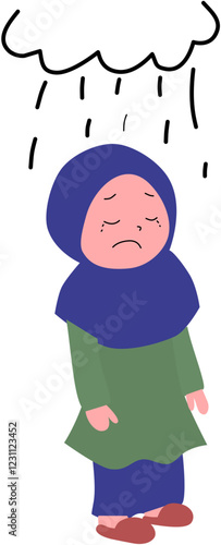 Girl hijab feel depress illustration