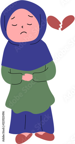 Girl hijab feel depress illustration
