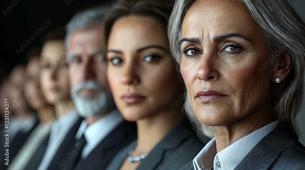 Diverse leaders team, serious faces, office, strategy Diverse leaders team, serious faces, office, strategy