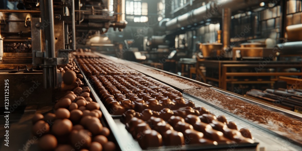 Chocolate factory with advanced packaging automation. Chocolate factory with advanced packaging automation.