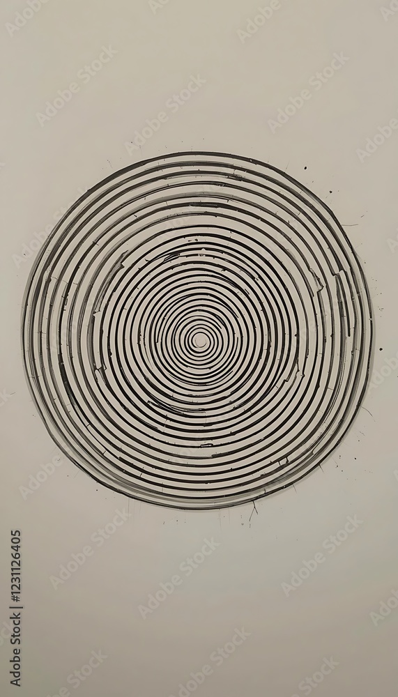 Fototapeta premium Abstract concentric circles artwork in black and white