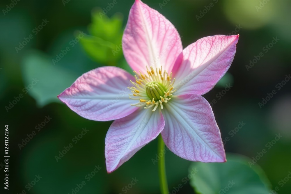 Delicate clematis flower bud with soft colors, green, delicate, leafy Delicate clematis flower bud with soft colors, green, delicate, leafy