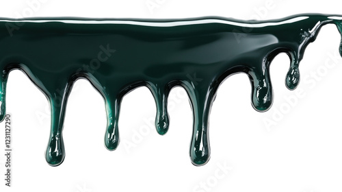 Green slime dripping down on transparent background photo