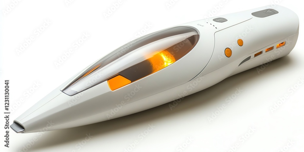Sleek White Handheld Vacuum: Futuristic Design with Amber Illumination Sleek White Handheld Vacuum: Futuristic Design with Amber Illumination