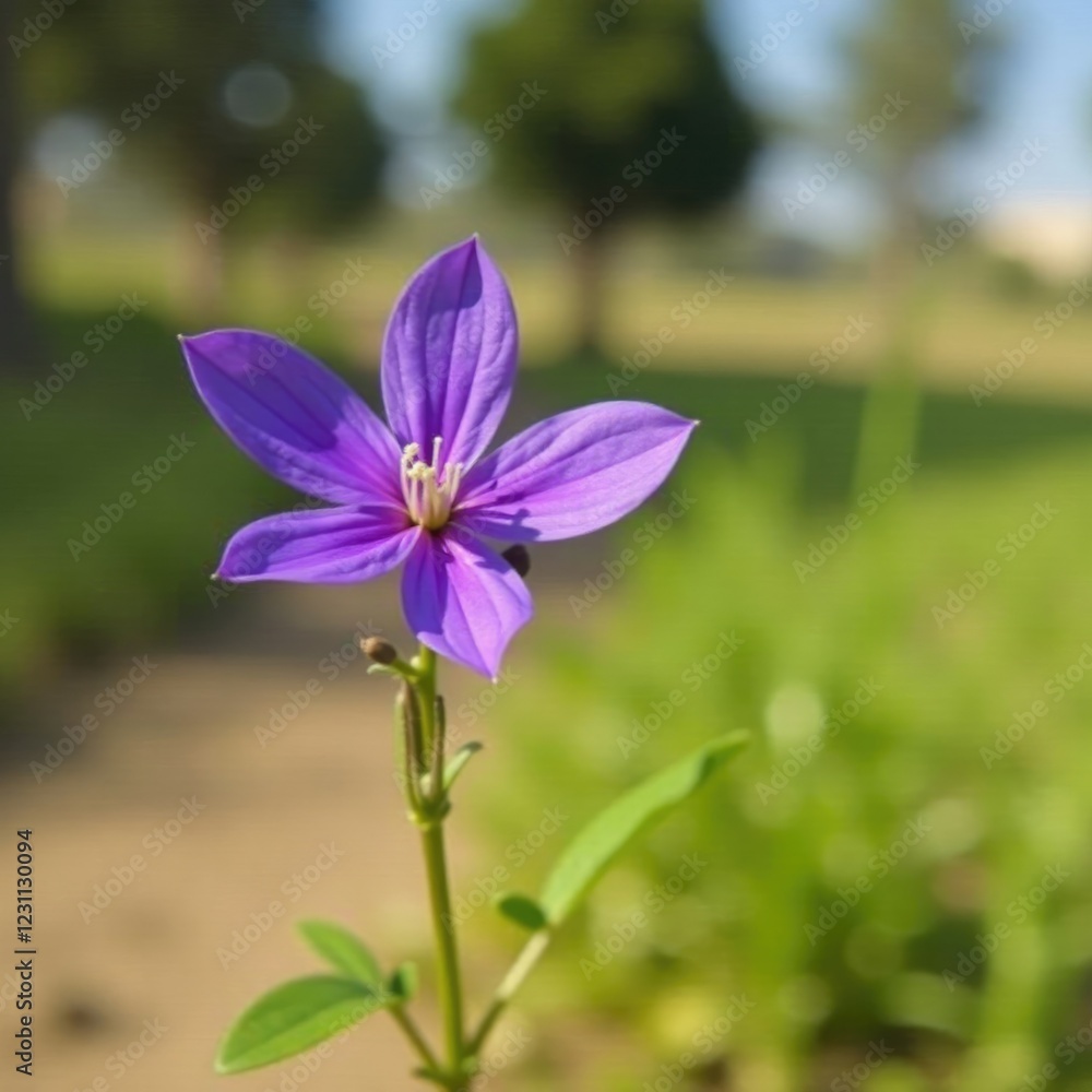 Single, solitary violet flower on a natural background, bloom, flower, isolated