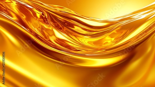 Golden Liquid Flowing Abstract Wave Design