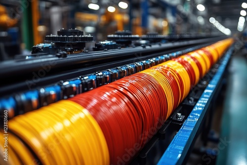 Giant cable manufacturing plant producing industrial-grade wiring. photo