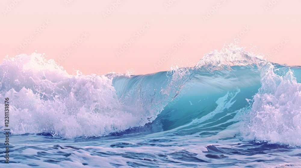 Obraz premium Pastel Ocean Wave: A Serene Seascape at Dawn