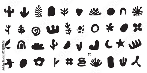 Set of nature organic shapes, Abstract handrawn doodle, vector design