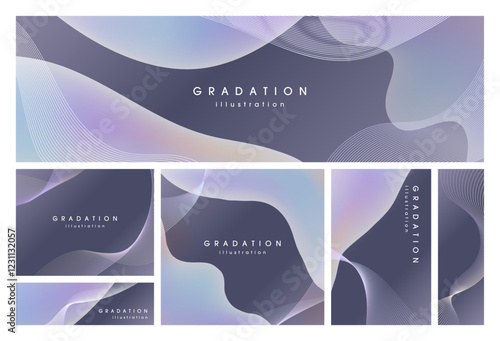 曲線とグラデーションの背景テンプレートセット_2