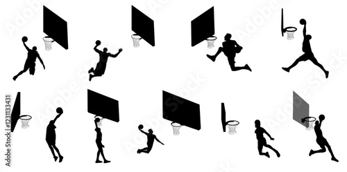 Basketball slam dunk silhouette