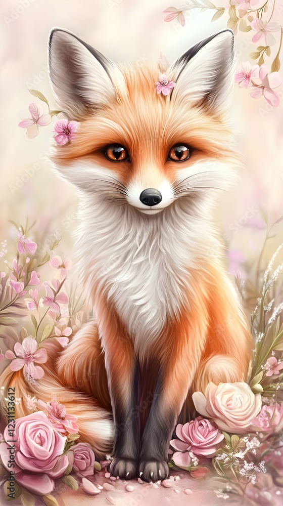 Obraz premium cute whimsical fox ideal for valentine's day card