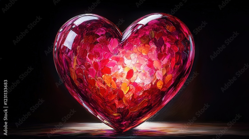 heart shape glowing in vibrant shades of red and pink, symbolizing love and warmth for Valentine Day heart shape glowing in vibrant shades of red and pink, symbolizing love and warmth for Valentine Day