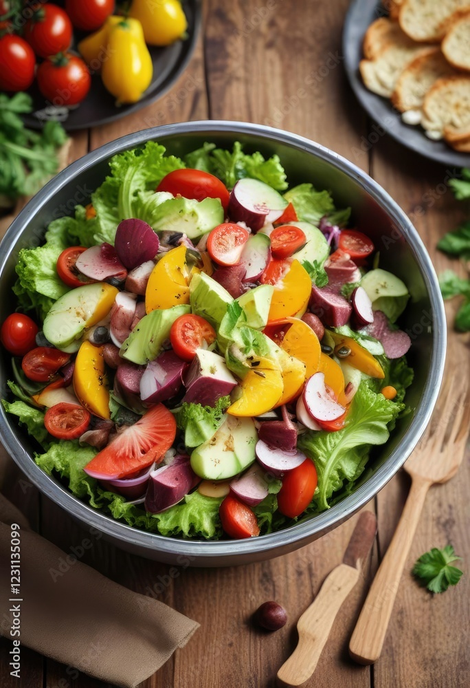 Refreshing summer salad served in a metal bowl , watermelon, food, green Refreshing summer salad served in a metal bowl , watermelon, food, green