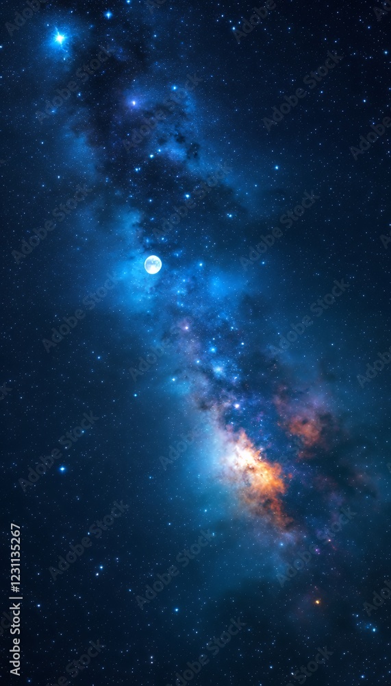Fototapeta premium Vibrant Cosmic Nebula Surrounded by Twinkling Stars in Deep Space