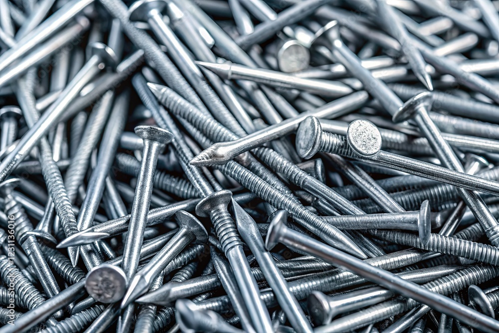 Gray Finishing Nails Background - Construction Hardware Texture Stock Photo Gray Finishing Nails Background - Construction Hardware Texture Stock Photo