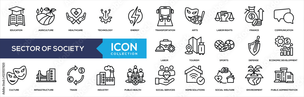 Sector of Society Line Icon Collection Sector of Society Line Icon Collection