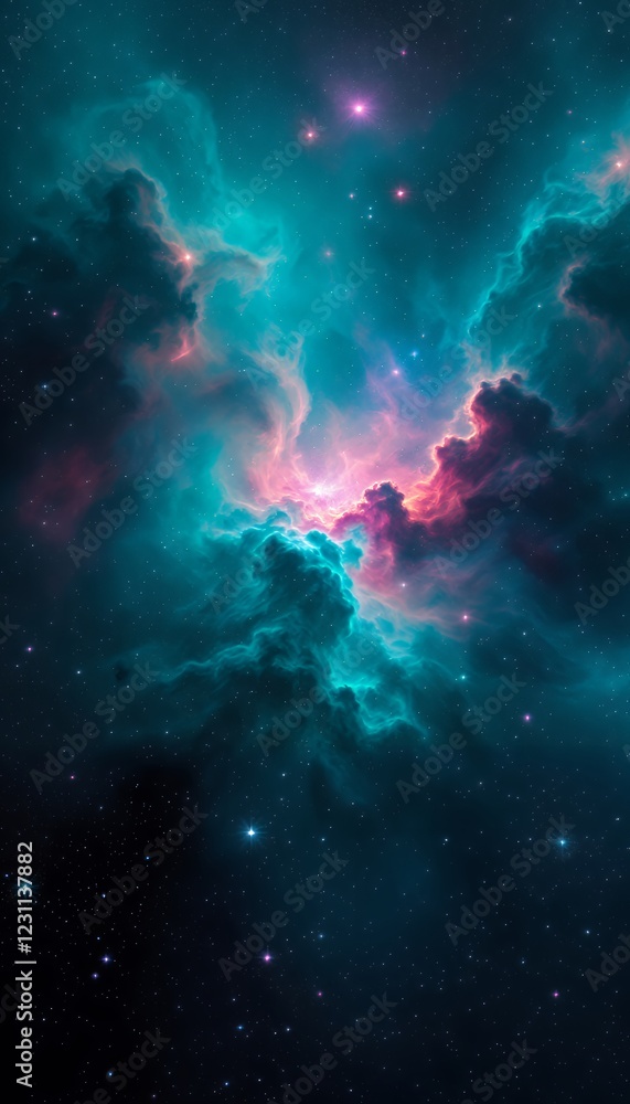 Vibrant Nebula Formation Illuminated by Starlight in Cosmic Space Vibrant Nebula Formation Illuminated by Starlight in Cosmic Space