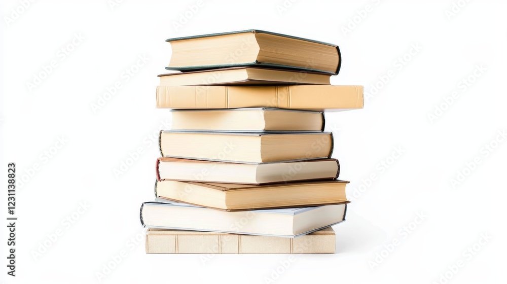 Stack of books isolated on a white background Top view Stack of books isolated on a white background Top view