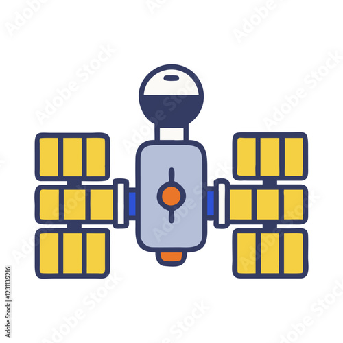 Orbiting space station futuristic icon