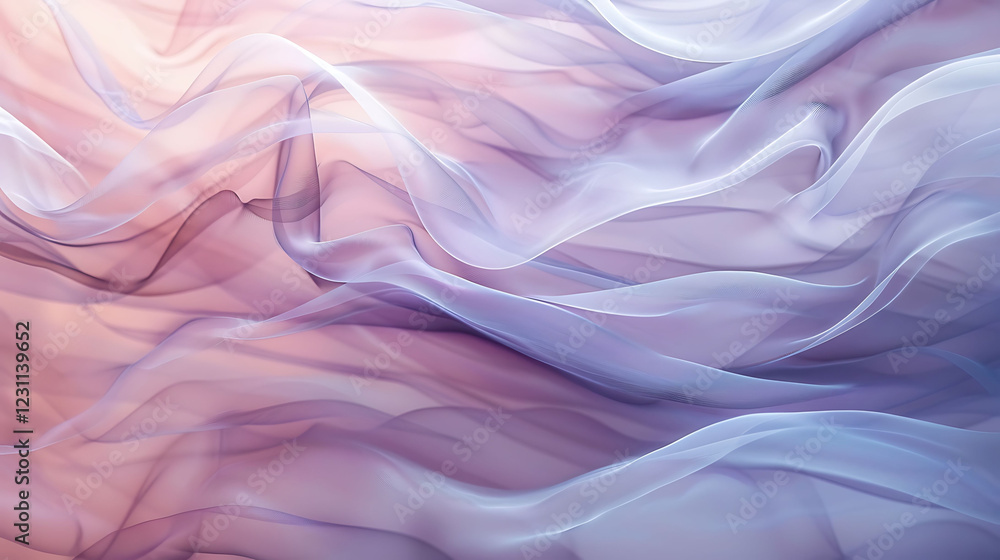 Obraz premium Flowing gradient waves in soft pastel hues with subtle light reflections and elegant depth