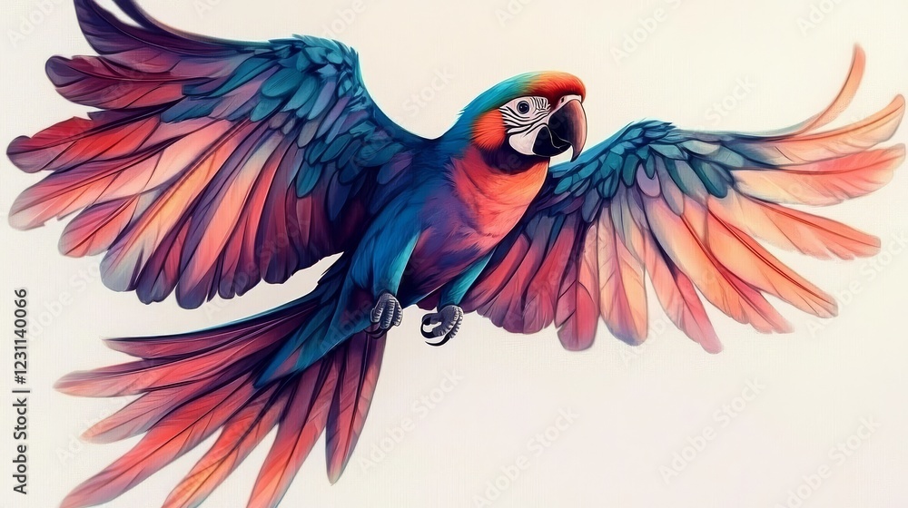 Obraz premium This colorful bird showcases its spectacular spread wings in a dynamic flight.