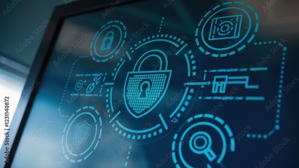 Obraz premium Cybersecurity Network: Digital Shield Protection