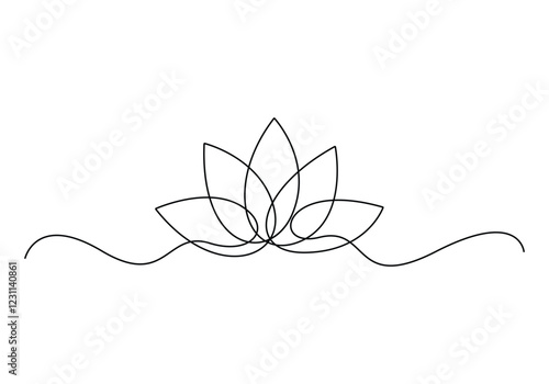 Continuous one line drawing of a lotus bud on white background vector illustration