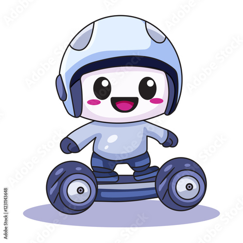 cute hover board cartoon kawaii sticker. character vector illustration