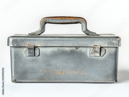 Vintage Metal Carry Box: Rustic Industrial Design photo