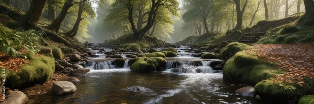 River Barle flowing through Tarr Steps woodlands, landscape, foliage, river River Barle flowing through Tarr Steps woodlands, landscape, foliage, river
