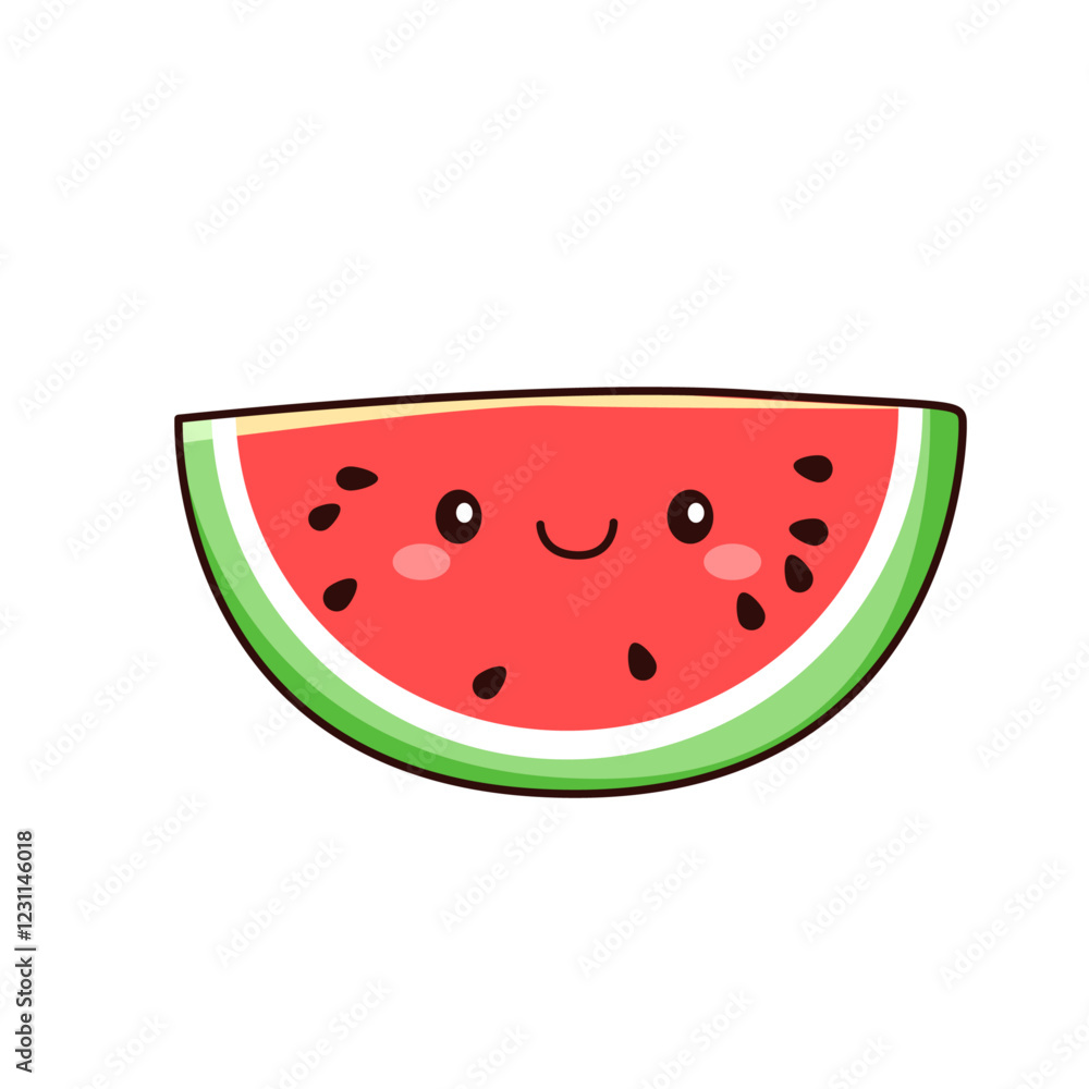 cute watermelon cartoon kawaii sticker. character vector illustration cute watermelon cartoon kawaii sticker. character vector illustration