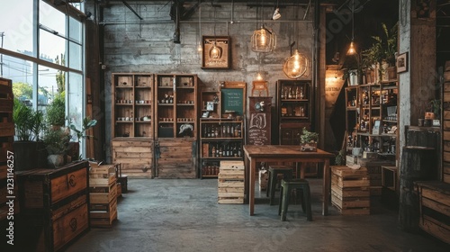 Wallpaper Mural Cozy Rustic Interior of a Boutique Store with Wooden Elements Torontodigital.ca