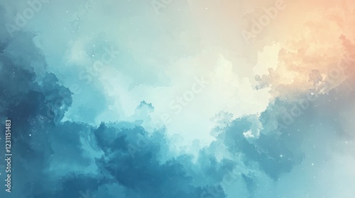 Wallpaper Mural Celestial Dream: A Serene Watercolor Cloudscape Torontodigital.ca