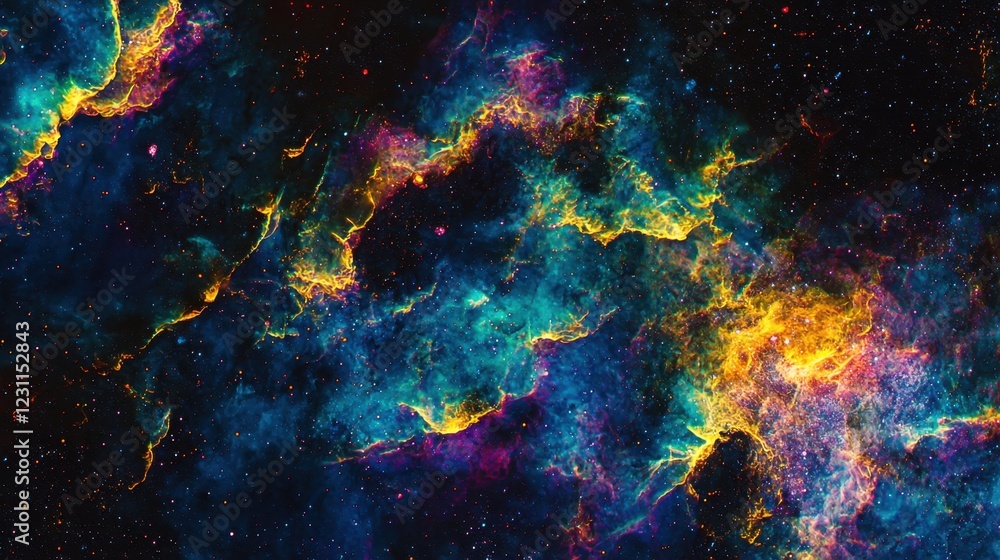 Obraz premium Colorful Cosmic Nebula in Deep Space with Bright Starry Background