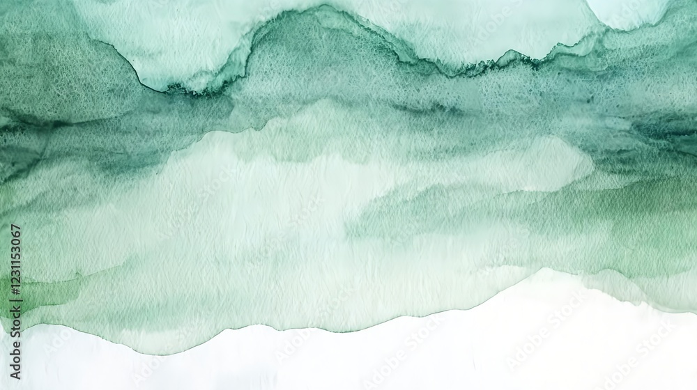 Naklejka premium abstract green watercolor landscape - abstract art