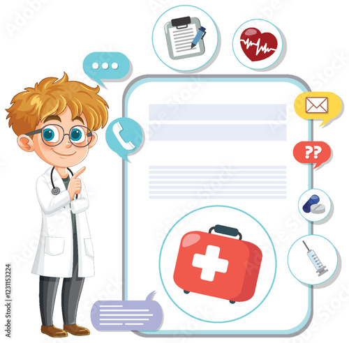 Healthcare Professional with Medical Icons