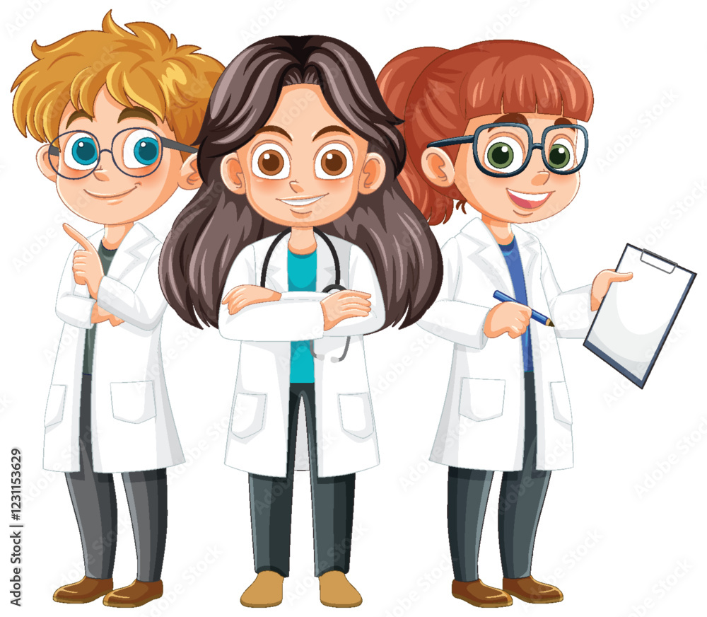 Fototapeta premium Young Scientists in Lab Coats