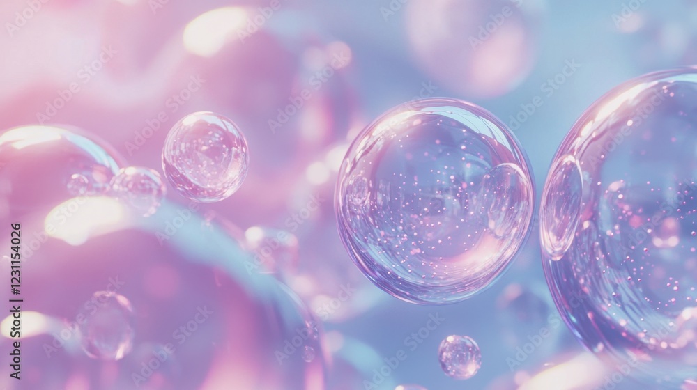 Colorful Bubbles Floating Among Soft Pastel Backgrounds with Light Colorful Bubbles Floating Among Soft Pastel Backgrounds with Light