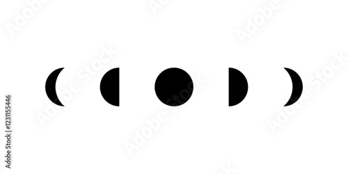 Black moon different phases or lunar phases flat vector icon design