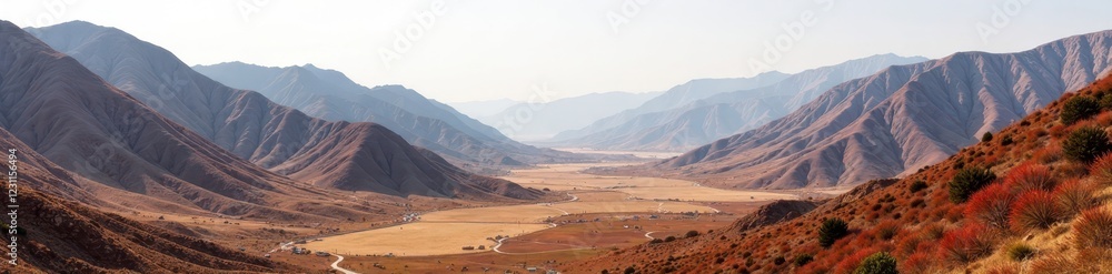 Fototapeta premium Mountainous landscape with dumulmeori rock formations, Korea, yangpyeong, earthy tones