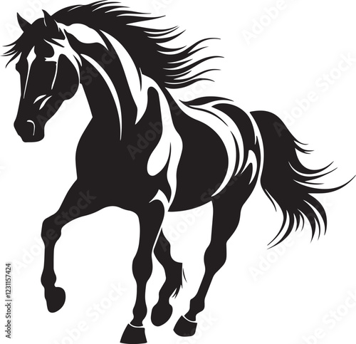 Black horse silhouette vector dynamic symbol illustration.